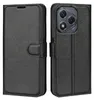 A black leather flip case for a smartphone, shown from the front and back. Produktbild-Vorschau