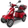 A red electric scooter with a black seat and silver accents, shown from a three-quarter front angle against a white background. Produktbild-Vorschau