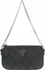 A black Guess handbag with a repeating logo pattern and a silver chain strap, shown against a white background. Anteprima dell’immagine prodotto