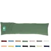 A long body pillow in a light green color is shown against a white background. A small tag is attached to the left end of the pillow. Produktbild-Vorschau