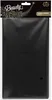 A black plastic table cover is shown folded inside its packaging. Produktbild-Vorschau