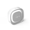 A white alarm clock with a gray fabric speaker on a white background. Anteprima dell’immagine prodotto