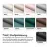A collage of fabric swatches in different colors, with descriptive text below. Produktbild-Vorschau