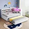 A white daybed with a pull-out trundle bed, set up in a bedroom with decorative elements and a window view. Produktbild-Vorschau