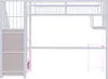 A white metal loft bed with an integrated desk and shelving unit. Podgląd zdjęcia produktu
