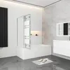 A modern bathroom with a bathtub and shower screen. Produktbild-Vorschau