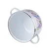 A white enamel pot with a floral pattern and two handles, isolated on a white background. Produktbild-Vorschau