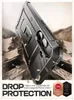 A rugged phone case is shown in a dynamic, action-oriented scene with debris flying. Produktbild-Vorschau