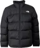 A black puffer jacket with a white logo on the chest, shown against a white background. Produktbild-Vorschau