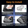 An instructional graphic showing the steps to install a camera lens protector on a smartphone. Produktbild-Vorschau