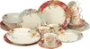 A collection of floral-patterned dinnerware, including plates, bowls, and cups. Produktbild-Vorschau