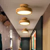 Nordic Wooden Ceiling Light, Round Semi Flush Mount Produktbild-Vorschau 5