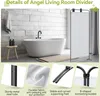 A bathroom scene with a bathtub and a room divider, with close-up detail shots of the room divider's features. Náhľad obrázku produktu