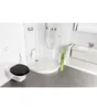 A modern bathroom with a toilet, shower, and vanity. Náhled obrázku produktu