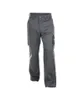 A pair of gray cargo pants is shown against a white background.