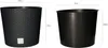 Two black planters are shown side-by-side with dimensions indicated by lines and text. Anteprima dell’immagine prodotto