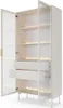 Vitrine LUMI 92 cm Kaschmir Riffelglas LED Gold Hochvitrine Produktbild-Vorschau 3