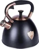 A black whistling kettle with copper accents and handle, shown from a front-diagonal angle against a white background. Náhled obrázku produktu