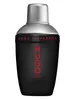 A black and silver Hugo Boss perfume bottle with red lettering. Anteprima dell’immagine prodotto