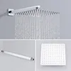 A collage of images showing a shower head system, including the shower head with water flowing, a shower arm, and the shower head itself. Produktbild-Vorschau