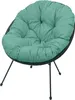 A green cushion on a black chair with black legs, isolated on a white background. Produktbild-Vorschau