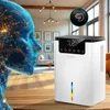 A digital human head overlaid on a scene of a modern living room with a white dehumidifier in the foreground. Náhled obrázku produktu
