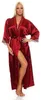 Damen langes Kimono Seidenrobe Morgenmantel; Dunkelrot S Produktbild-Vorschau 1