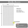 Diagram showing dimensions and instructions for a product. Voir les images du produit