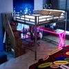 Łóżko piętrowe 160x200 cm z oświetleniem LED, biurkiem, Podgląd zdjęcia produktu 2