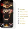 A phone screen protector with a graphic of a lion's head and accompanying feature list. Produktbild-Vorschau