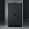 A modern, minimalist bathroom with a black walk-in shower. Produktbild-Vorschau