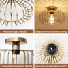 A collage of four images showcasing a gold-colored ceiling lamp, highlighting its material, design, and construction details. Náhled obrázku produktu
