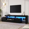 Merax TV-Schrank mit LED, Hochglanz Lowboard mit 3 Schränke Produktbild-Vorschau 2