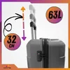 Close-up of a suitcase with marketing graphics indicating size and capacity. Náhled obrázku produktu
