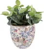 Clayre & Eef Pot de fleurs Ø 13x11 cm Bleu Beige Céramique Voir les images du produit 2