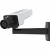 A white and black IP camera mounted on a black bracket against a white background. Produktbild-Vorschau