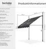 Diagram showing dimensions and technical data for a retractable awning. Náhled obrázku produktu