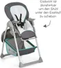 A Hauck Sit N Relax high chair is shown from a front-side angle against a white background. Text and an arrow are present on the right side of the image. Produktbild-Vorschau
