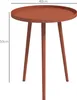 A red side table with three legs on a white background, with dimensions indicated. Produktbild-Vorschau