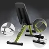 A black adjustable training bench with yellow highlights emphasizing its structure and features. Náhľad obrázku produktu