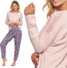 Damen-Pyjama, zarte Spitze, lange Ärmel, Blumenmuster, Produktbild-Vorschau 1