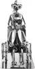 A metallic figurine of a person in a wheelchair, made from nuts, bolts, and other metal hardware. Voir les images du produit