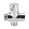 A chrome-plated three-way diverter valve for a shower system, shown against a white background. Podgląd zdjęcia produktu