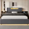 MODFU Polsterbett 160×200 Samt,Jugendbett mit großem Produktbild-Vorschau 2
