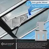 Close-up view of an automatic greenhouse window opener mechanism and its components, with marketing text and branding. Produktbild-Vorschau