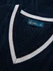 Maglione Ombre da uomo con maglia a cavo e scollo a V blu Anteprima dell’immagine prodotto 5