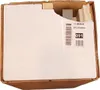 The image shows the inside of a cardboard box with styrofoam packaging. A label with product information is visible. Voir les images du produit