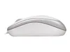A side view of a white and gray wired computer mouse against a white background. Produktbild-Vorschau
