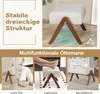 A collage of images showcasing a multifunctional ottoman, highlighting its stability, different uses, and design. Anteprima dell’immagine prodotto
