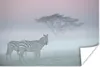 MuchoWow® Poster Zebras im Nebel 90x60 cm - Schlafzimmer Produktbild-Vorschau 1